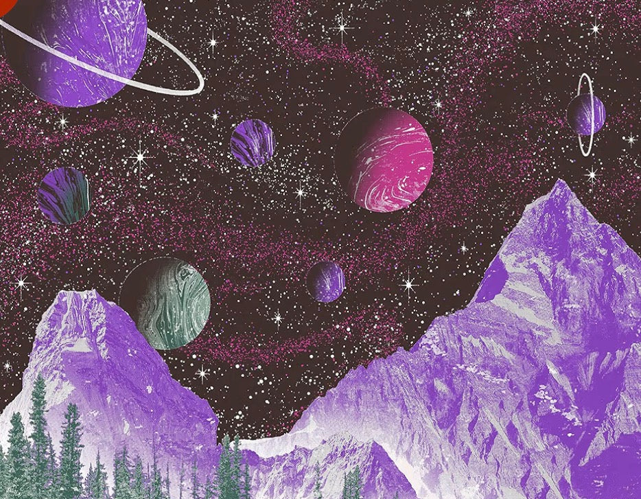 Aesthetic Bohemian Wall Hanging Mountain and Planets Tapestries